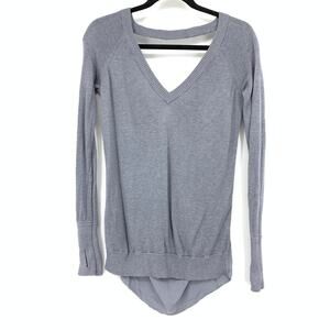 Lululemon Unity Pullover Sweater Womens Size 4 Heathered Fossil Gray Draped Back